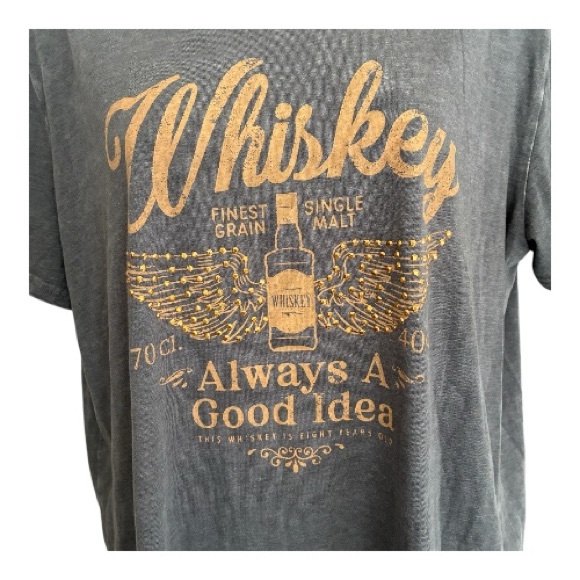 Maurices Charcoal Tee with Tan Whiskey Graphic Size M - Picture 3 of 7